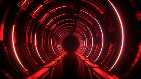 Neon Tunnel Beautiful Image Of A Red And Light With Dark Background#pikbest#Backgrounds#Others Brick Tunnel, Red Light Background, Red Neon Lights, Retro Futuristic Interior, Neon Tunnel, Tunnel Design, Dark Mountains, Hd Photography, Light Tunnel