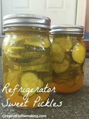 Refrigerator Sweet Pickles - Creative Homemaking Keto Pickle Recipes, Keto Pickles, Canning Sweet Pickles, Freeze Veggies, Sweet Refrigerator Pickles, Pickles Homemade Easy, Spicy Pickle Recipes, Sweet Pickles Homemade, Sweet Pickles Recipe