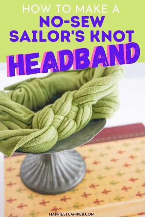 I love pulling out all my cute accessories for Summer. I recently couldn't find my any of my headbands, so I decided to make one and show you how to make a no-sew sailor's knot headband! This headband is as functional as it is cute. I used jersey material for this since it is softer and better for sweat than normal cotton. If you can braid hair, you can make this headband. Easy no-sew project. DIY clothing. DIY accessories. How To Make A No-Sew Sailor's Knot Headband Knotted Headband Tutorial, Knotted Headband Diy, Accessories For Summer, Jersey Headband, Sailor Knots, Headband Tutorial, Stylish Headbands, Repair Clothes, Clothing Diy