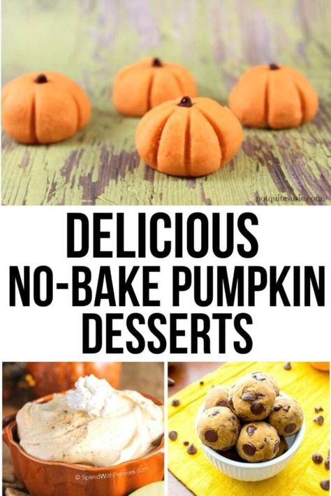 Collage photo featuring pumpkin dessert recipes for any occasion. Dessert Recipes Pumpkin, Fast Family Meals, Pumpkin Dessert Recipes, No Bake Pumpkin, Homemade Strawberry Sauce, Bake Pumpkin, Recipes Pumpkin, Homemade Snickers, Pumpkin Desserts