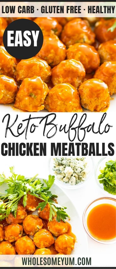 the Keto Appetizer Recipes, Keto Buffalo Chicken, Chicken Meatballs Recipe, Easy Low Carb Meals, Buffalo Chicken Meatballs, Chicken Meatball Recipes, Keto Chicken Recipes, Wholesome Yum, Boiled Egg Diet Plan