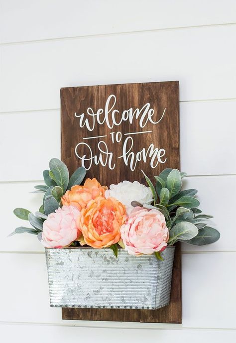 Spring has sprung, and you could use a craft to get in the mood. Try crafting something instead of buying new home decor. Here are 20 crafts to try this spring!#thecraftyblogstalker #diyspringdecor #springcraftprojcts #springcraftideas Diy Welcome Sign, Front Door Welcome Sign, Door Welcome Sign, Planter Decor, Boho Quotes, Welcome To My Home, Planter Diy, Luxury Living Room Decor, Inside Decor