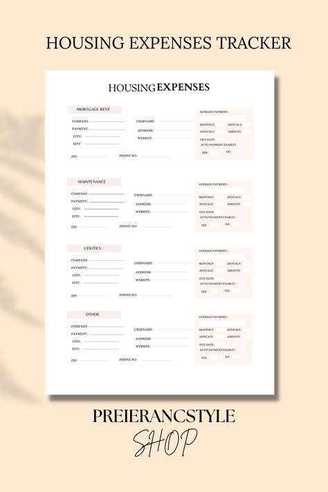 Introducing Housing Expenses Tracker - the ultimate solution for managing and keeping track of your housing expenses! With this template you can easily manage your monthly rent or mortgage payments, utilities, insurance, and any other housing-related expenses in one convenient place. With this Housing Expenses Tracker, you have full control over your finances and can make informed decisions about your spending. Expenses Tracker, Finance Organization, Todo List, Expense Tracker, Expensive Houses, Mortgage Payment, Insurance, Finance, Track