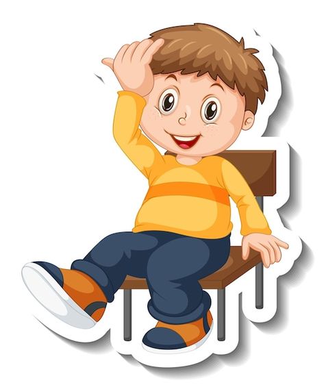 Sticker template with a boy cartoon char... | Free Vector #Freepik #freevector #boy-clipart #boy-sitting #cute-kids #kids-sitting Sit Clipart, Boy Cartoon Characters, Clipart Boy, Boy Clipart, Boy Cartoon, Sticker Template, Cartoon Boy, Kids Cartoon, Kids Clipart