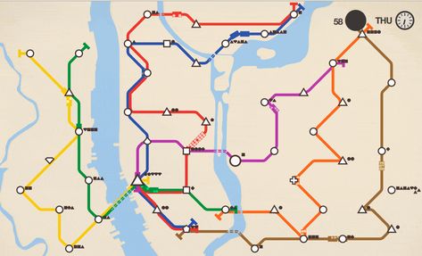 Think You Can Design a Better NYC Subway System? Try It with Mini Metro | 6sqft Metro Signage, Japan Metro, Mini Metro, Subway System, Metro Map, God's Glory, Map Projects, Game Gui, Subway Map