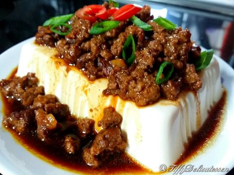 Chicken Peas Recipe, Tofu Chicken, Minced Pork, Steamed Tofu, Steam Recipes, Tofu Dishes, Delicacy Food, Malaysian Food, Minced Meat