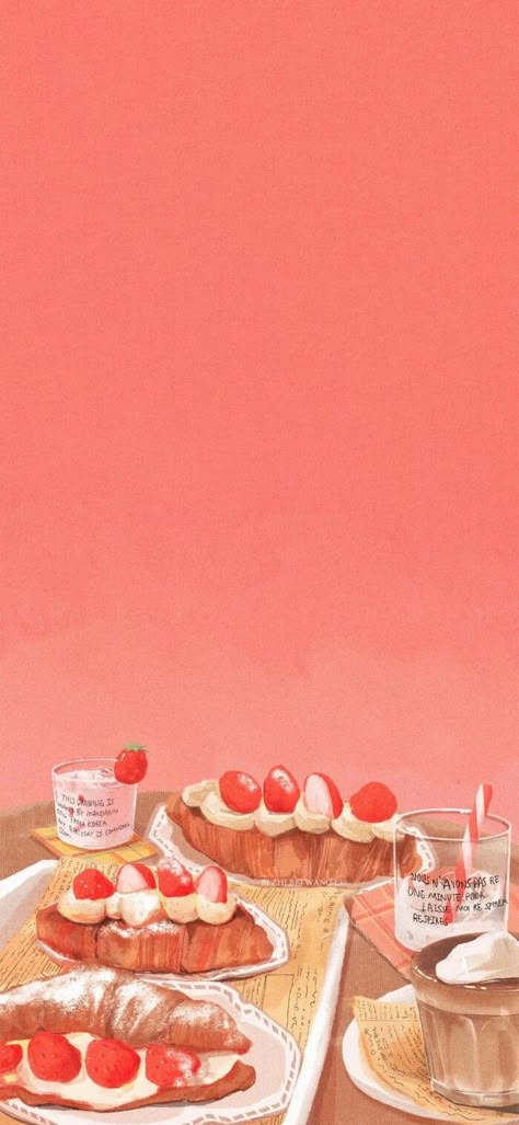 Pastry Aesthetic Wallpaper, Sweets Aesthetic Wallpaper, Cute Food Wallpapers Aesthetic, Wall Iphone, Cute Food Wallpaper, Travel Art Journal, Cool Pixel Art, Iphone Wallpaper Sky, Pretty Phone Wallpaper