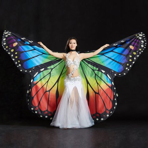 >> Click to Buy << 2017 Performance Women Dancewear Stage Props Polyester Cape Cloak Dance Fairy Wing Butterfly Wings for Belly Dance (with sticks) #Affiliate Butterfly Dresses, Butterfly Wings Costume, Fashion Props, Butterfly Fairy Wings, Belly Dance Accessories, Butterfly Costume, Stage Props, Fairy Crafts, Dance Accessories