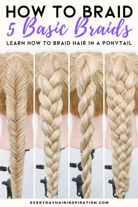 Rope Braid Tutorials, How To Make Braids, Fancy Braids, Tail Braids, Fishtail Braid Hairstyles, How To Braid, Helmet Hair, Braiding Your Own Hair, Ponytail Hairstyles Easy