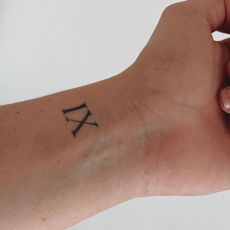 Roman Numeral Nine Tattoo, Number 9 Tattoo Roman Numerals, Tattoo Ideas Numbers Roman Numerals, Roman Numeral 11 Tattoo, Roman Numeral 9 Tattoo, 9 Roman Numeral Tattoo, 21 Roman Numeral Tattoo, 11 Roman Numeral Tattoo, 9 Number Tattoo