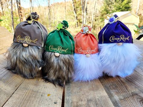 Crown Royal Gnomes Diy, Crown Royal Gnomes, Crown Royal Diy, Crown Bag, Crown Royal Crafts, Gnome Ideas, Crown Royal Bags, Keeping Busy, Craft Board