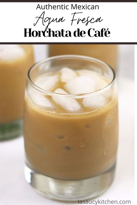 Coffee Horchata (Horchata de Café) combines horchata with coffee and it’s like super creamy iced coffee! Made with rice, cinnamon sticks, evaporated milk, sweetened condensed milk, and instant coffee this is sure to be a summer hit! Horchata Iced Coffee, Mexican Beverages, Creamy Iced Coffee, Rice Cinnamon, Coconut Sweetened Condensed Milk, Nonalcoholic Drinks, Horchata Recipe, Mexican Sweets, Gluten Free Coffee