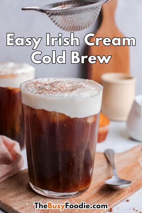 Irish Cream Cold Foam, Irish Cream Cold Brew Starbucks, Cream Cold Foam Recipe, Irish Cream Cold Brew, Cold Foam Recipe, Foam Recipe, Cream Cold Foam, Homemade Irish Cream, Cream Cold Brew