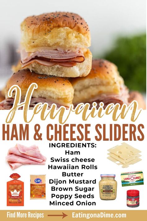 Best Ham And Cheese Sliders, Hot Honey Mustard, Hawaiian Ham And Cheese Sliders, Hawaiian Ham, Sliders Recipes Hawaiian Rolls, Easy Slider Recipes, Ham Cheese Sliders, Ham And Cheese Sliders, Cheese Sliders