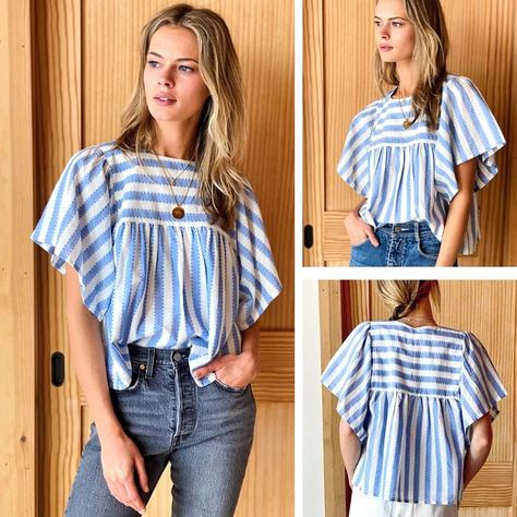 Women Top Pattern Sewing Free, Tunic Top Sewing Pattern, Non Stretch Fabric Tops, Womens Top Sewing Pattern Free, Shirt Patterns For Women Summer Tops, Flowy Blouse Sewing Pattern, Plus Size Shirt Patterns Sewing, Tie Back Shirt Pattern, Women’s Shirt Sewing Pattern