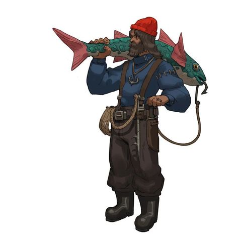 Fisherman Character, Pirates Design, Dnd Board, Farming Game, Dm Ideas, Dnd Dm, Dream Warriors, Character Design Concept Art, Final Space