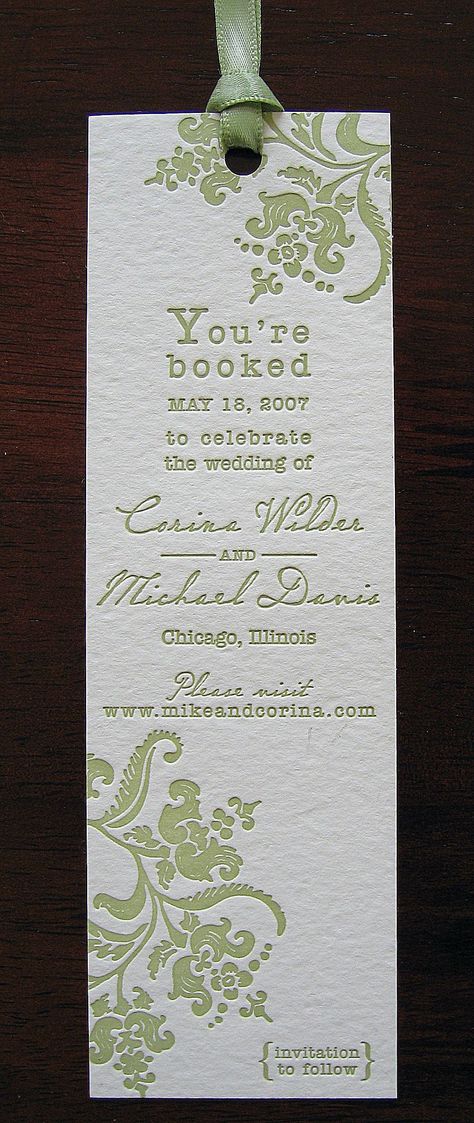 Book Mark Invitations, Next Chapter Wedding, Bookish Wedding Favors, Vintage Library Wedding, Creative Centerpiece Ideas, Save The Date Book Theme, Wedding Bookmarks Ideas, Literature Themed Wedding, Book Themed Wedding Favors