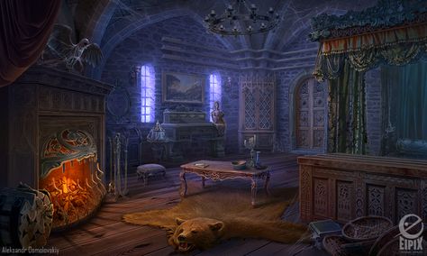 Bedroom Concept Art, Mystery Case Files, Bedroom Concept, Blue Texture Background, Fantasy Bedroom, Episode Interactive Backgrounds, Fantasy Rooms, Bedroom Games, Medieval World