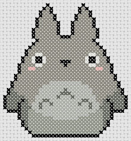 Cross Stitch Anime Patterns: Little Totoro - Cross Stitch 4 Free Totoro Cross Stitch Pattern Free, Cute Easy Cross Stitch Patterns, Cross Stitch Totoro, Anime Cross Stitch Patterns Free, Cross Stitch Kawaii, Cute Cross Stitch Patterns Free, Cross Stitch Patterns Beginner, Free Cross Stitch Patterns Printable, Free Cross Stitch Patterns To Download