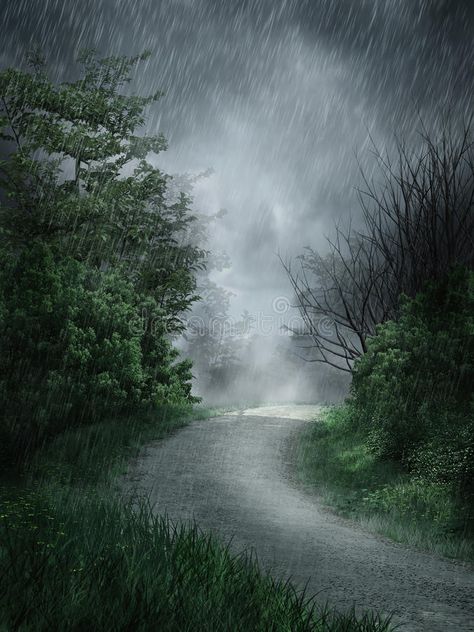 Rainy landscape. Dark rainy landscape with a forest road , #spon, #Dark, #landscape, #Rainy, #road, #forest #ad Rainy Forest Photography, Rainy Road Painting, Rainy Forest Drawing, Rainy Landscape Paintings, Rainy Forest Painting, Rainy Forest Road, Rainy Forest Wallpaper, Raining In Forest, Raining Landscape