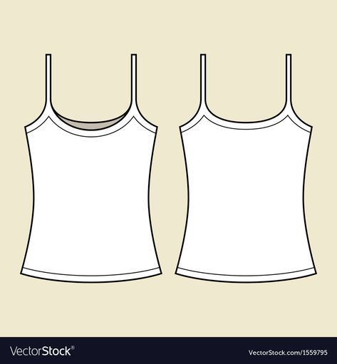 Tank Top Flat Sketch, Tank Top Template, Spagetti Tops, Top Template, Vector Clothes, Pattern Design Drawing, Clothing Templates, Nissan Xtrail, Fashion Designer Studio