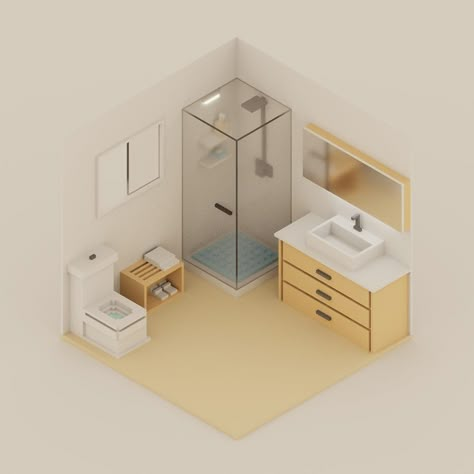 Bathroom Minimalist, House Flippers, 광고 디자인, Isometric Design, 3d Floor, Home Building Design, House Room, Sims House, Bathroom Style