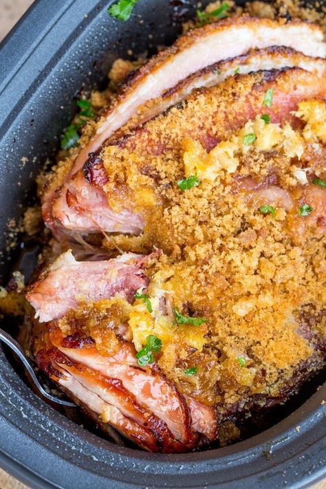 Sensational 3-Ingredient Slow-Cooker Recipes #slow #cooker #meals #dinner #recipes #easy #southernliving Brunch Crockpot, Brown Sugar Pineapple Ham, Brown Sugar Pineapple, Pineapple Ham, Dinner Then Dessert, Ham Dinner, Ham And Potato Soup, Slow Cooker Ham, Ham Steaks