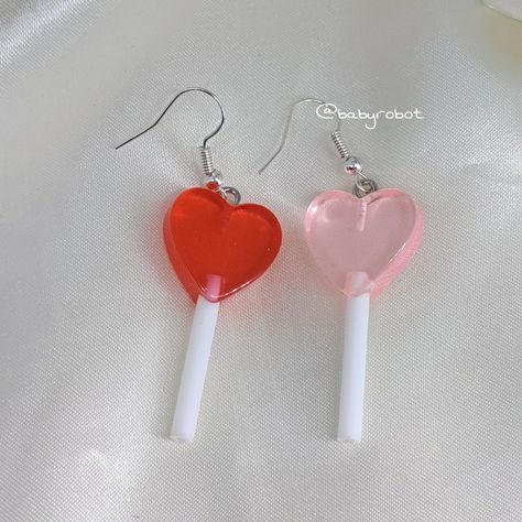 I might be biased but you should probably buy this on Depop 👍 https://depop.app.link/ZmOMSNHOBnb Heart Lollipop Earrings, Lollipop Outfit, Trolls Oc, Rachel Dare, Silly Earrings, Heart Shaped Lollipops, Lollipop Earrings, Heart Lollipop, Novelty Jewelry