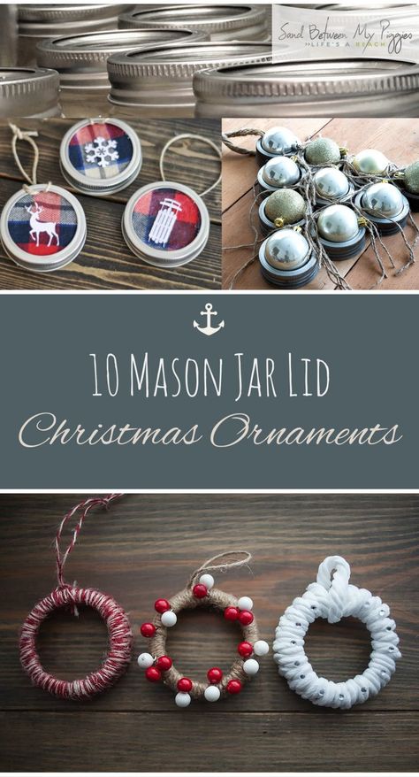 Inexpensive Diy Christmas Gifts, Mason Jar Lids Crafts, Jar Lid Crafts, Mason Jar Craft, Mason Jar Lids Ornaments, Christmas Mason Jars Diy, Mason Jar Lid, Christmas Crafts To Make, Christmas Mason Jars