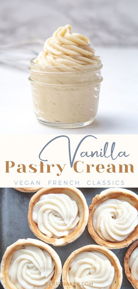 Vegan Cream Cake, Vegan Cream Recipe, Non Dairy Pastry Cream, Dairy Free Pastry Cream, Vegan French Cuisine, Vegan Cake Filling, Vegan French Desserts, Vegan Pastry Cream, Vegan French Food