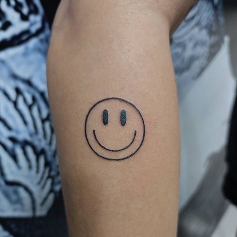 Smiley 😊 #smileytattoo Tattoo Ideas Female Smiley Face, Smile Tattoo Design, Smile Face Tattoo, Smiley Tattoo, Smiley Face Tattoo, Smile Tattoo, Thigh Tattoos, Mask Tattoo, Collar Bone Tattoo