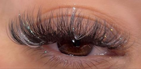 Sparkly Eyelash Extensions, Sparkle Eyelash Extensions, Silver Lash Extensions, Lash Extensions With Diamonds, Lashes With Color And Glitter, Lash Extensions With Color And Glitter, Eyelash Extensions Glitter, Sparkly Lash Extensions, Lashes With Rhinestones