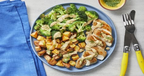 Simple, convenient, and delicious: that’s what’s in store with our Creamy Dill Chicken recipe, made with pre-measured, high-quality ingredients. Dijon Dill Chicken, Creamy Dijon, Dill Chicken, Chicken Lunch Recipes, Chicken Lunch, Baked Veggies, Pan Seared Chicken, Hello Fresh Recipes, Mediterranean Cuisine