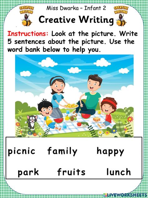 Writing Composition, Story Pictures Creative Writing, Words For Sentence Making, English Writing Skills Grade 1, Sentences Worksheet For Class 3, Picture To Write A Story About, Story Writing For Kids, Creative Writing For Grade 1, Composition For Grade 1