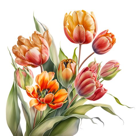 Tulip Flowers Watercolor Pencil Clipart AI Generated Watercolor Tulips, Colorful Watercolor, Watercolor Painting, Tulips, Clip Art, Illustrations, Drawings, Flowers, Watercolour Painting