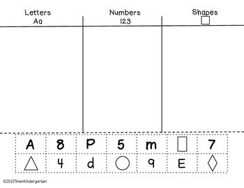 Letters Vs Numbers Activities, Letters Vs Numbers Sort, Letter Number Sort, Letter Sort, Kindergarten Letters, Shape Sort, Kindergarten Ela, Shapes Worksheets, Learn Crafts