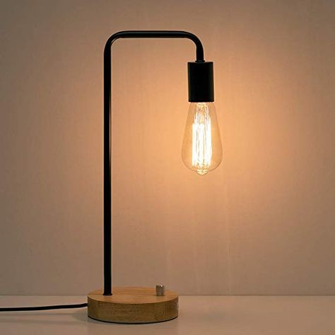 Edison Bulb Table Lamp, Table Reading Lamp, Wooden Lamp Base, Industrial Desk Lamp, Modern Desk Lamp, Industrial Table Lamp, Industrial Desk, Wooden Table Lamps, Lampe Decoration