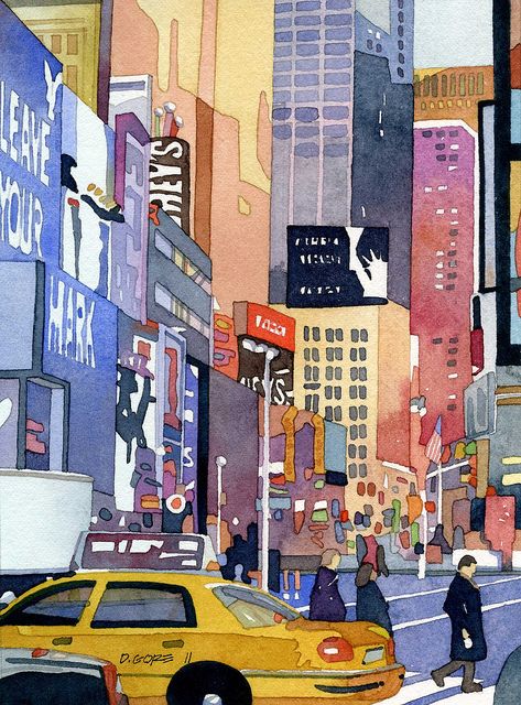 New York Painting Aesthetic, Times Square Painting, New York City Illustration, New York Illustration, New York State Of Mind, 2021 Aesthetic, Illustration Art Nouveau, New York Painting, Canvas For Beginners