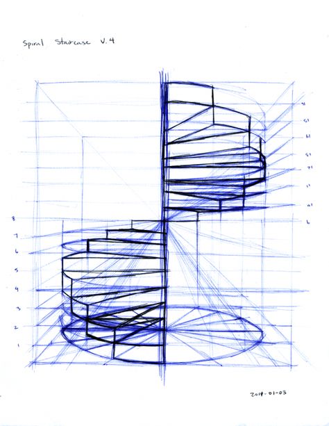 Kitsune no Tsuki #stairs #spiral #stairs Perspective Landscape, Croquis Architecture, Perspective Sketch, Perspective Drawing Architecture, Perspective Drawing Lessons, Interior Architecture Drawing, Interior Design Drawings, Architecture Sketchbook, Interior Design Sketches