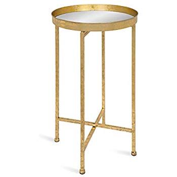 Amazon.com: Kate and Laurel Celia Round Metal Foldable Tray Accent Table, Black and Gold: Kitchen & Dining Metal End Tables, Tray Styling, Glass End Tables, Modern End Tables, Mirror Tray, Pedestal Table, Tray Table, Wooden Tray, Gold Glass