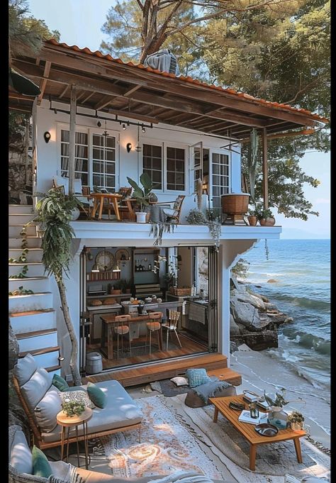 Bungalow Designs, House On The Beach, Cozy Interiors, Stunning Homes, Tiny House Loft, Dream Beach Houses, House Loft, Tiny House Inspiration, Minimal House Design