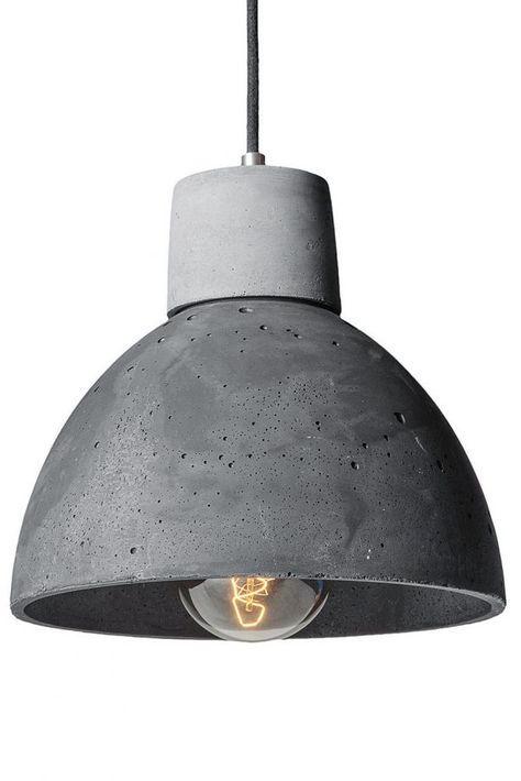 Hung from a concrete ceiling rose, the Korta Concrete pendant is an elegantly industrial hand cast shade with sleek steel elements and a simple braided cable.  #concrete #lightshades #industrialdecor Concrete Lighting, Lights Over Kitchen Island, Concrete Light, Rough Luxe, Concrete Ceiling, Concrete Pendant, Latest Interior Design Trends, Concrete Lamp, Luxe Style