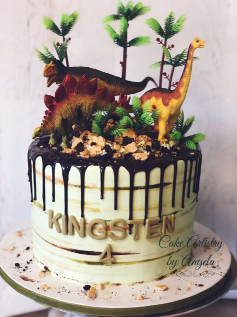 Dinosaur cake Cake With Dinosaur On Top, Dinosaur Cake Two Tier, Dinosaur Birthday Cake 2 Tier, Round Dinosaur Cake, Simple Dinosaur Cake, Dinosaur Birthday Party Cake, Dinosaur Cakes For Boys, 6 Inch Dinosaur Cake, Sprinkle Dinosaur Cake