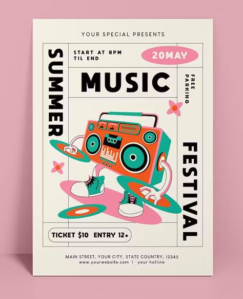 Fun Posters Design, Festival Poster Aesthetic, Music Festival Posters Graphic Design, Poster For Event Ideas, Flyer Inspo Aesthetic, Flyer For Event, Pop Up Event Flyer, Design Festival Poster, Fall Festival Graphic