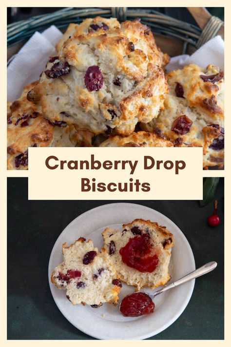 These easy and simple to make Cranberry Drop Biscuits are delicious and moist, just the way homemade drop biscuits should be. Perfect with your morning coffee and or afternoon tea! Cranberry Biscuits, Homemade Drop Biscuits, Apple Biscuits, Drop Scones, Cranberry Scones, Breaking Bread, Drop Biscuits, Sweet Buns, Tea Biscuits