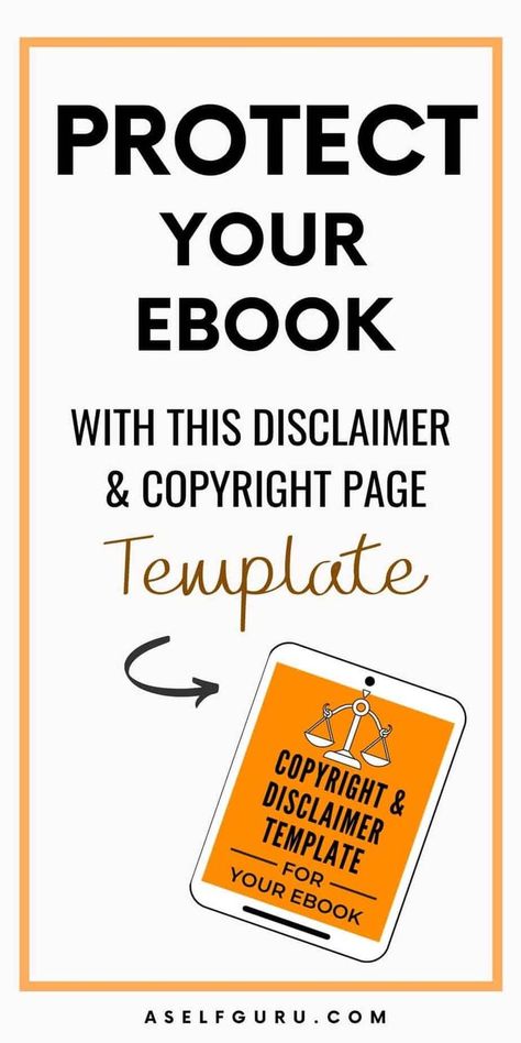 eBook Template: ebook Disclaimer and Copyright Page template (works for printed books too) written by a lawyer to protect your book from theft and copycats. A legal guide from a lawyer with everything you need to know about book disclaimers, disclaimer examples, disclosures, copyright law, how to register a copyright, and more #disclaimertemplate #ebook #copyrightpagetemplate #copyright #copyrightpage #disclaimers #legaltips #legaltemplates #bloglegal #businesstips #bookpublishing How To Copyright Your Writing, Write Ebook, Amazon Book Publishing, Publish A Book, Copyright Page, Writing Childrens Books, Ebook Promotion, Make Money On Amazon, Kindle Publishing