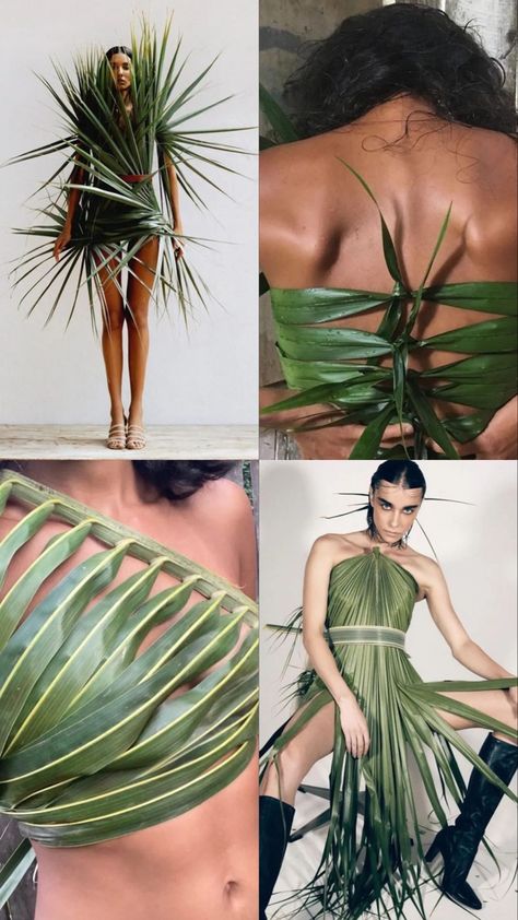 Nature Theme Fashion Show, Nature Fashion Moodboard, Nature Runway Fashion, Clothes Made Of Leaves, Sustainable Fashion Show, Fashioned By Nature, Nature And Fashion, Natural Forms Fashion, Biomimicry Fashion