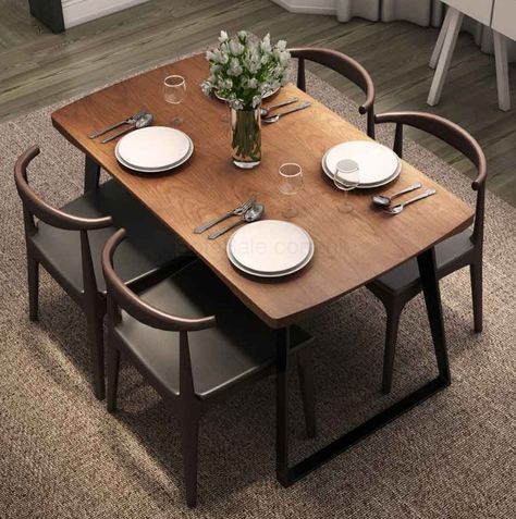 Classic Dining Table, Walnut Table Top, Kursi Cafe, Set Meja Makan, Wood Table Bases, Dinette Tables, Metal Table Top, Luge, Rectangle Dining Table