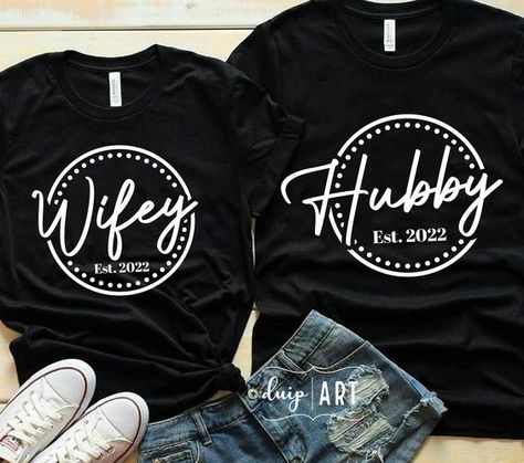 Husband And Wife T Shirt Ideas, Wify Shirts, Just Married T Shirts, Mr And Mrs Shirt, Husband And Wife Tshirt, Husband And Wife T Shirts, 10 Year Anniversary Shirts Ideas Couple, Husband And Wife Shirts Matching, Wedding Stuff For Groom