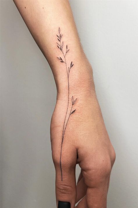 55 Meaningful Fine Line Tattoos for Minimalist Women Line Art Tattoo Placement, Flower Side Tattoos Women, Small Script Tattoo, Fine Line Arm Tattoo, Flower Tattoo Placement, Fractal Tattoo, Side Hand Tattoos, Thumb Tattoos, Earthy Tattoos